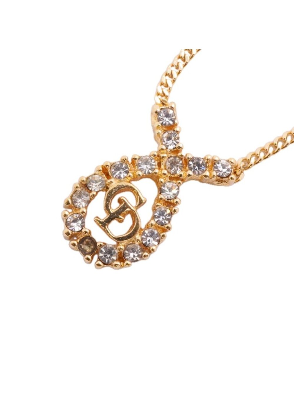 Dior Necklace CD Logo Gold Plated Rhinestone